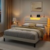 Queen Size Bed Frames with Upholstered Headboard Modern Platform Bed with Bed Frame with Sturdy Wooden Slats/No Box Spring Needed/2-Tier Storage Beige - 4 of 4