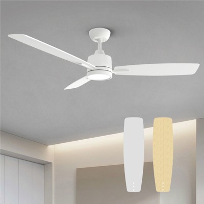 TALOYA 52 in. LED Light White Ceiling Fan with Remote, Reversible Quiet DC Motor for Bedroom Dining Living Room