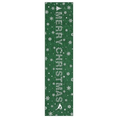 Coolmee Washable Area Rug Christmas Tree Rug for Living Room Non Slip Xmas Decor Throw Carpet Stain Resistant Holiday Area Rugs  green