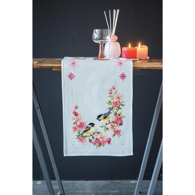 Vervaco Table Runner Counted Cross Stitch Kit 12.8"X33.6"-Birds And Blossoms (11 Count)