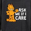 Women's - Garfield - Ask Me If I Care Lightweight French Terry Wide Neck Long Sleeve Shirt - 2 of 4