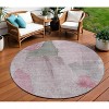Blush And Gray Abstract Washable Indoor Outdoor Area Rug - 2 of 4