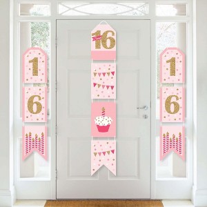 Big Dot of Happiness Sweet 16 - Hanging Vertical Paper Door Banners - 16th Birthday Party Wall Decoration Kit - Indoor Door Decor - 1 of 4