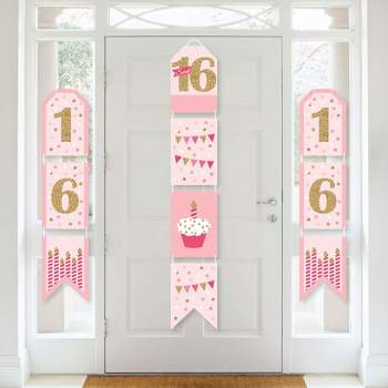 Big Dot of Happiness Sweet 16 - Hanging Vertical Paper Door Banners - 16th Birthday Party Wall Decoration Kit - Indoor Door Decor