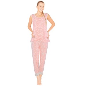 JEFFRICO Pajamas For Women 2 Piece Set Sleeveless Sleepshirt With Pants Sleepwear Soft Pajamas - 1 of 4