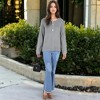 Anna-Kaci Women's Contrast Half Button Henley Down Textured Long Sleeve Sweater - 2 of 4