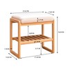 Alilang 23.62 inches Wooden Bench with Cushion and Bottom Storage Shelf-Natural - 3 of 4