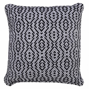 HomeRoots 20" X 20" Black And White 100% Cotton Geometric Zippered Pillow - 1 of 4