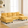 103.5" U-Shaped Sectional Sofa with Dual Chaise Lounges Chenille Fabric Couch with Storage & Armrest Pillows -- Frevyn - 3 of 4