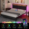 Full Bed Frame with Charging Station, LED Bed Frame with Storage Headboard, Upholstered Platform Bed Frame - 3 of 4