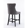 Contemporary Velvet Upholstered Barstools with Button Tufted Decoration and Wooden Legs, and Chrome Nailhead Trim,Bar stools, Set of 2 - 3 of 4