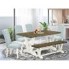 HomeStock 6-Piece Natural Oak Finish Solid Wood Top dining Table with 1-Bench and 4-Chairs - 2 of 4