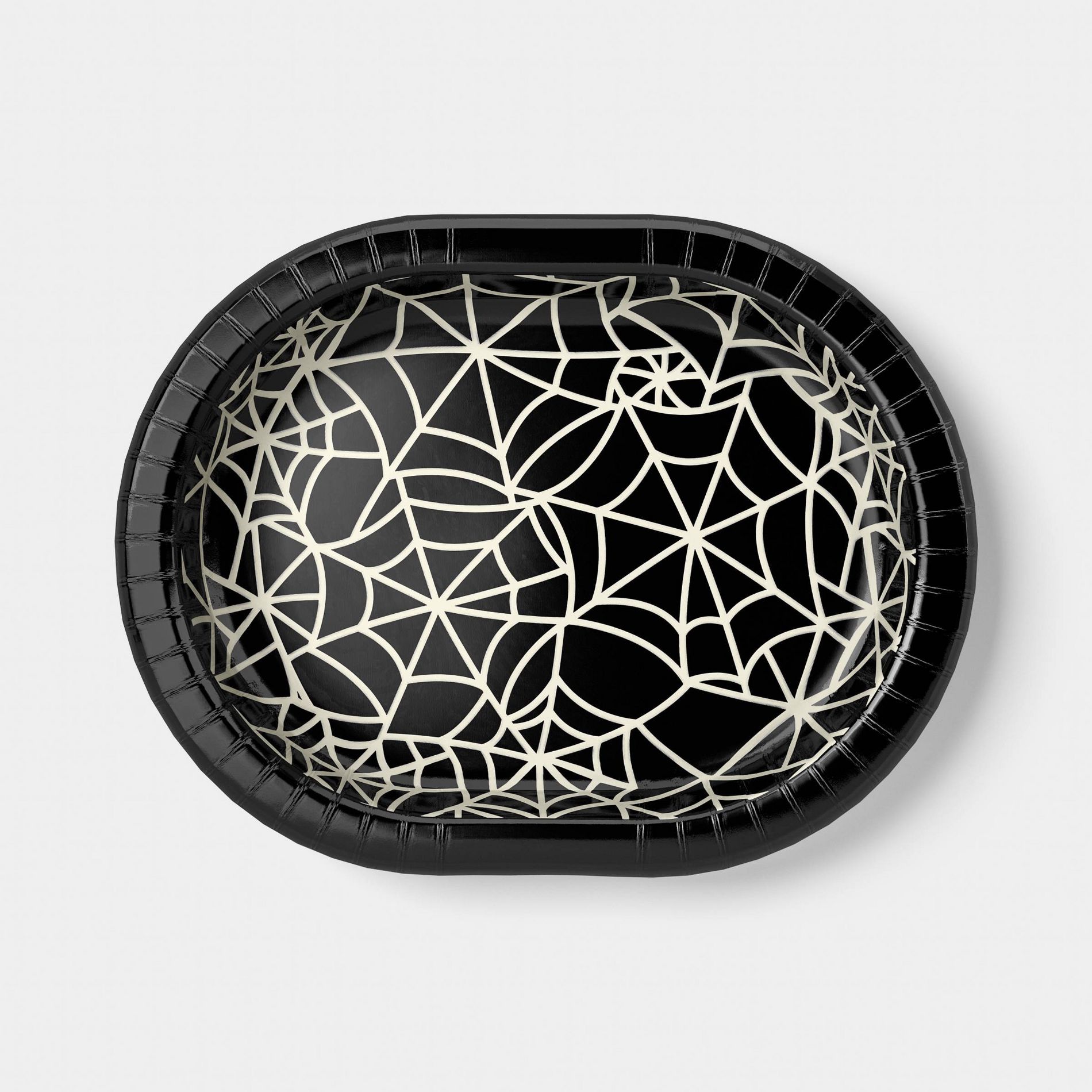 Spider Web Disposable Oval Plates - 12" - 10ct - Black - Hyde and EEK! Boutique™: Halloween