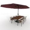 15 Ft Large Patio Umbrella with Solar Lights, Outdoor Double-Sided Rectangle Umbrella with Base, Outdoor Umbrella for Backyard, Pool, Patio - 2 of 4