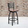 Emma and Oliver 2 Pack Ladder Back Swivel Metal Barstool - 2 of 4