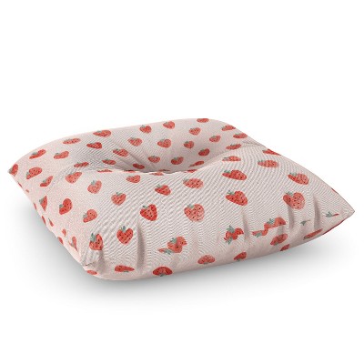 Emanuela Carratoni Strawberries on Pink Square Floor Pillow - Deny Desings