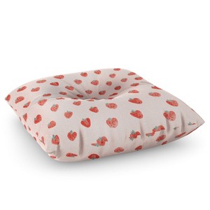 Emanuela Carratoni Strawberries on Pink Square Floor Pillow - Deny Desings - 1 of 2