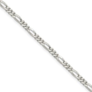 Black Bow Jewelry 3.5mm Sterling Silver, Solid Figaro Chain Necklace - 1 of 4