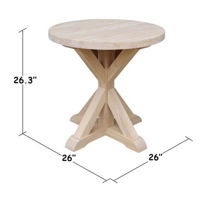 Sierra Round Natural Wood End Table with Crisscross Base