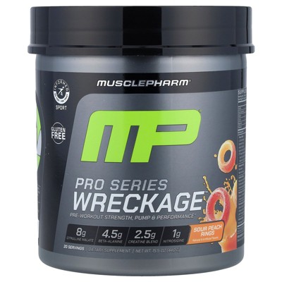 MusclePharm Pro Series Wreckage™, Pre-Workout, Sour Peach Rings, 15.5 oz (440 g)