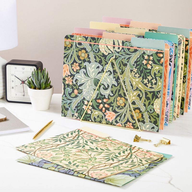The Gifted Stationery 12 Pack William Morris Floral File Folders, Decorative 1/3 Cut Tab, Letter-Size Holders for Home Office in 6 Patterned Designs, 2 of 8