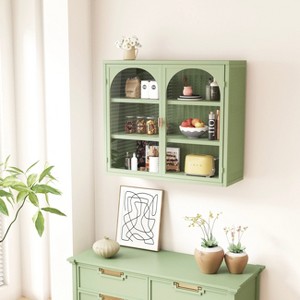 NicBex Sideboard Buffet Cabinet 27.56" Storage Cabinet with 2 Glass Doors Wall Cabinet with 3-tier Storage Kitchen Pantry for Dining Room - 1 of 4
