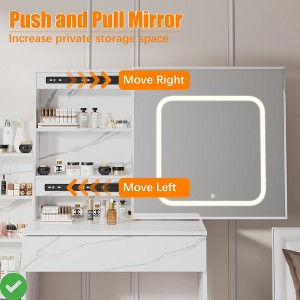 Vanity Desk with Sliding Mirror and Light, Makeup Vanity Set - 1 of 4