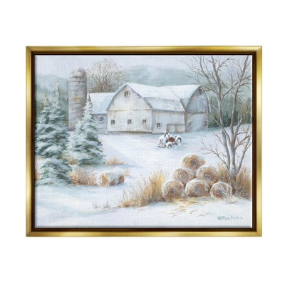 Stupell Industries Niveous Country Barn Snow SceneFloater Canvas Wall Art