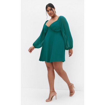 Women's Plus Size Flirty Flounce Dress - teal | CITY CHIC