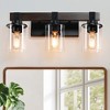 DAKAFUL Industrial Bathroom Vanity Light,Vanity Fixture with Walnut Pole &Clear Glass Shade,3/4/5-Light Wall light for Mirror, Bathroom, Bathtub Area - 4 of 4