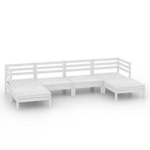 vidaXL Garden Lounge Set White Solid pine wood Up to six people Modular - White - 1 of 4
