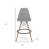 HomeRoots 28" Gray And Brown Heavy Duty Plastic And Solid Wood Counter Height Bar Chair - 3 of 4