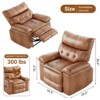 Oversized Power Rocker Swivel Recliner Chair - Heat and Massage,  Ergonomic PU Leather Single Sofa, Tall Back, Padded Seat, Lazy Chair - 4 of 4