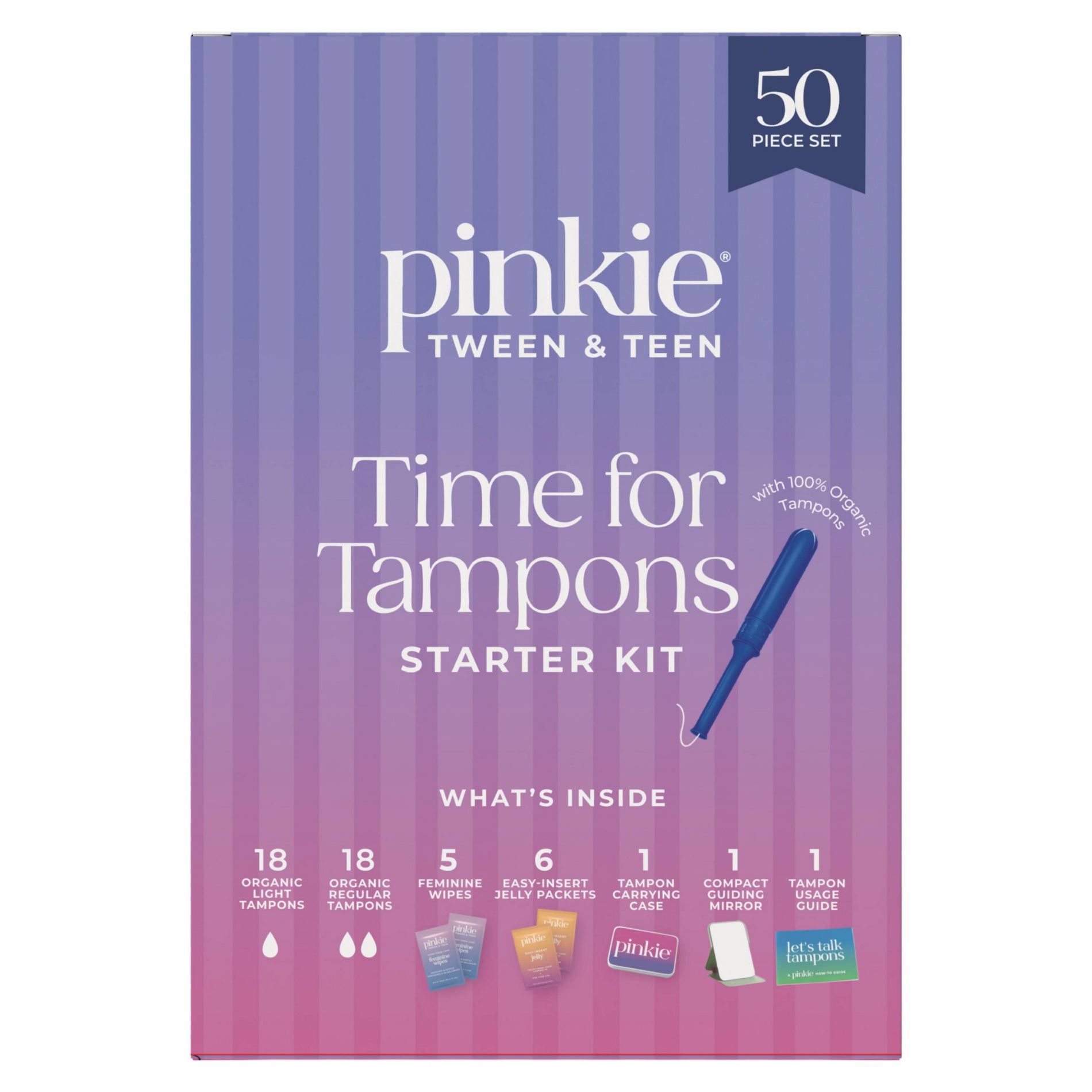 Pinkie Time for Tampons Starter Kit for Teens & Beginners - 50pc