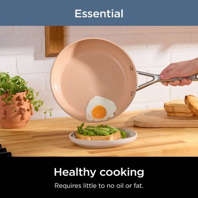 Ninja Extended Life 20 cm keramische braadpan, pan met antiaanbaklaag (zonder PFA's, PFOA's, lood of cadmium), geschikt voor inductie, roestvrijstalen handgreep, ovenvast tot 285 °C, terracotta