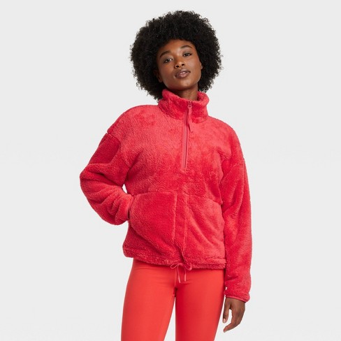 Women's High Pile Fleece 1/2 Zip Pullover - All In Motion™ Red Xl