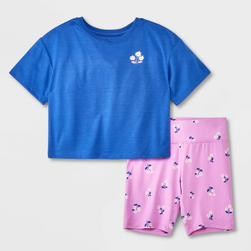 Girls' Bike Shorts Pajama Set - Cat & Jack™, 1 of 5