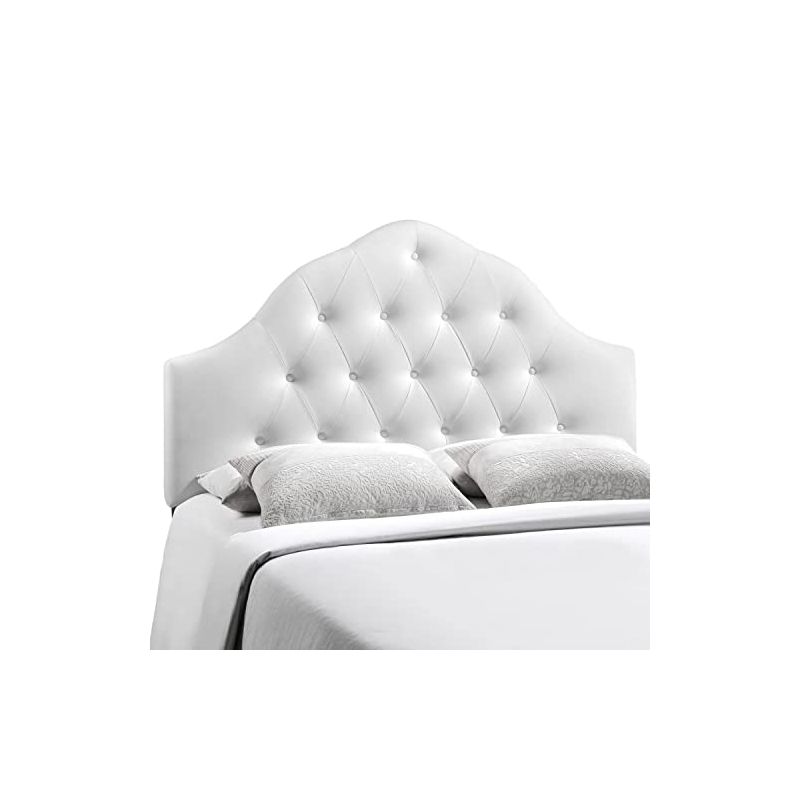 Modway Sovereign Tufted Button Faux Leather Upholstered Full Headboard in White, 1 of 2