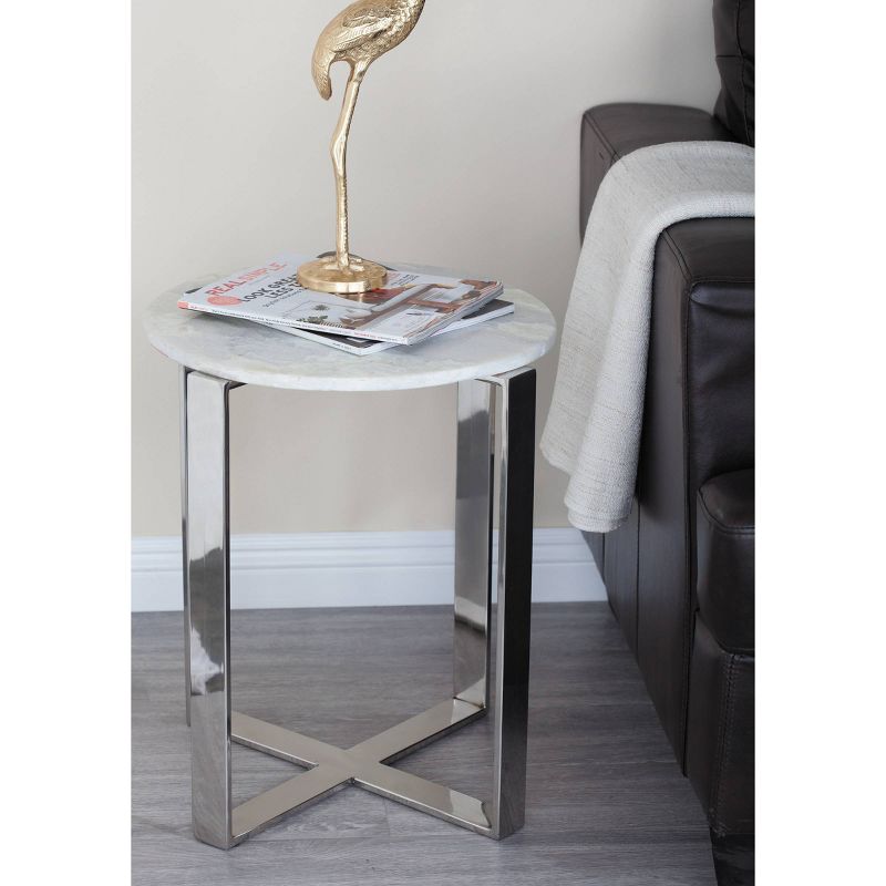 Modern Marble and Stainless Steel Accent Table White - Olivia &#38; May, 3 of 20