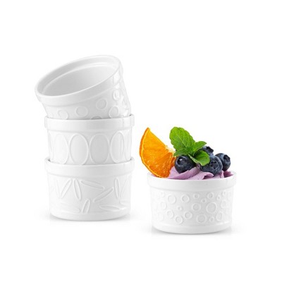 JoyJolt White Embossed Porcelain Ramekins