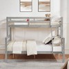 MAYEERTY Twin over Full Bunk Bed with Ladder, Wooden Bed Frame with High Guardrail and Ladder for Kids, No Box Spring Needed, Grey - 2 of 4