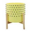 Ceramic Planter with Stand - Modern Stoneware Pot, Durable & Stylish, Indoor & Outdoor Decorative Plant Holder, Lightweight, Wooden Legs - 2 of 4
