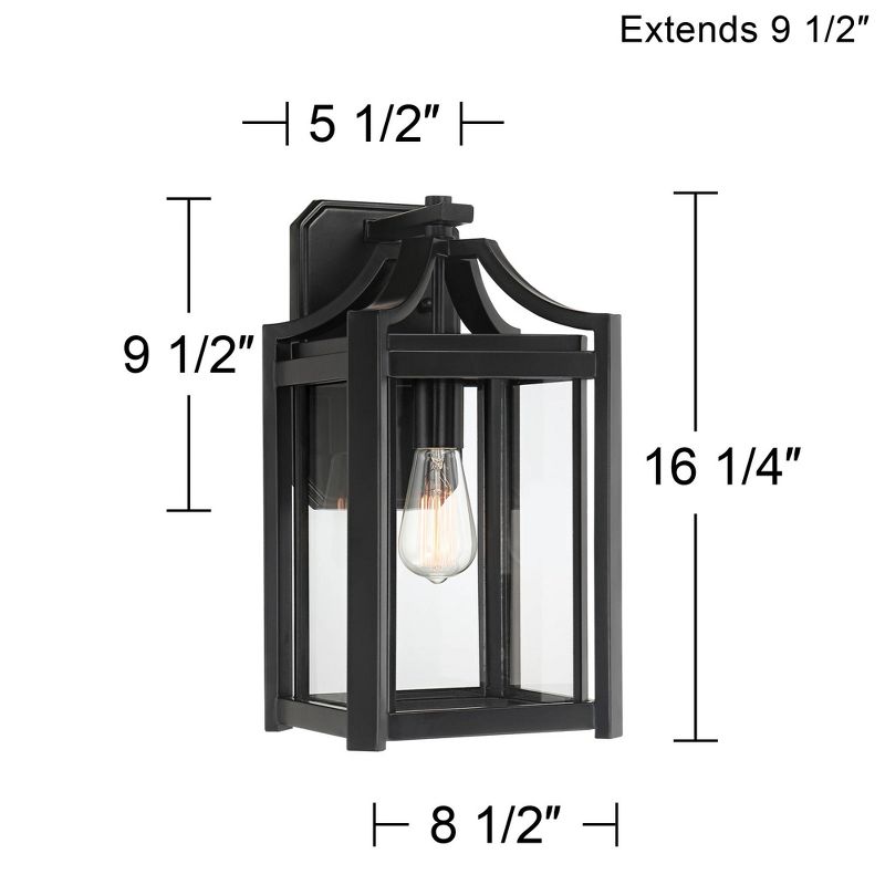 Franklin Iron Works Rockford Rustic Farmhouse Outdoor Wall Light Fixture Black 16 1/4" Clear Beveled Glass for Post Exterior Barn Deck House Porch, 4 of 8