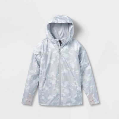 light gray rain jacket