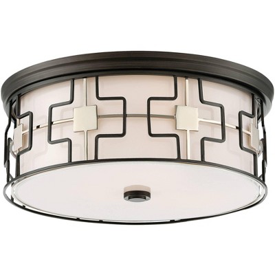 Minka Lavery Modern Ceiling Light Flush Mount Fixture 16" Dark Gray Dimmable LED Frosted White Glass for Bedroom Kitchen Hallway