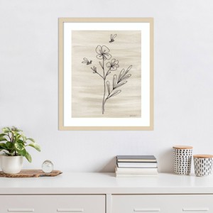 Amanti Art Line Bees by Yvette St. Amant Wood Framed Wall Art Print - 1 of 4