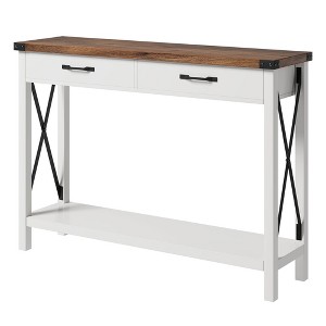 31" Console Table, Industrial Style Console Table with Drawers and Open Storage Shelves, 2-tiered Narrow Sofa Table, Entryway Hallway Table - 1 of 4