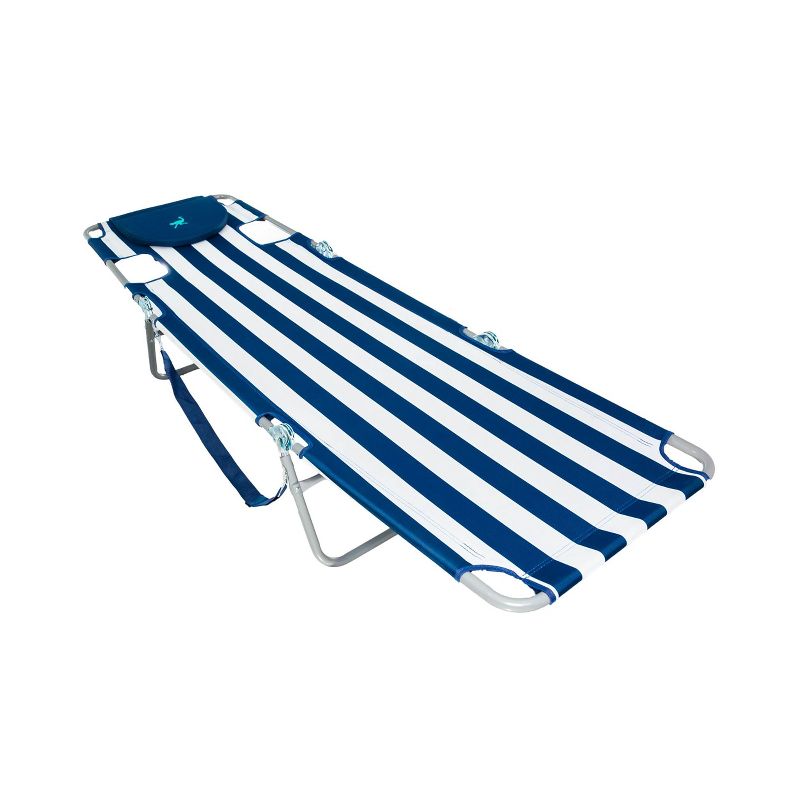 Ostrich 72" x 22" Chaise Lounge Portable Reclining Lounger, Outdoor Patio Beach Lawn Camping Pool Tanning Chair, Blue Stripe, 5 of 8