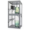 70" Wooden Cat House,Outdoor Cat Enclosure with Platforms,Wheels,Lockable Doors,Sunshine Roof - Maison Boucle - 3 of 4