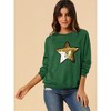 INSPIRE CHIC Women's Sequin Shiny Star Crew Neck Long Sleeve Sweatshirt - 3 of 4